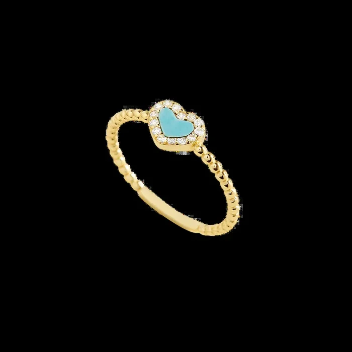 Tiny Gemstone Heart Stacking Ring