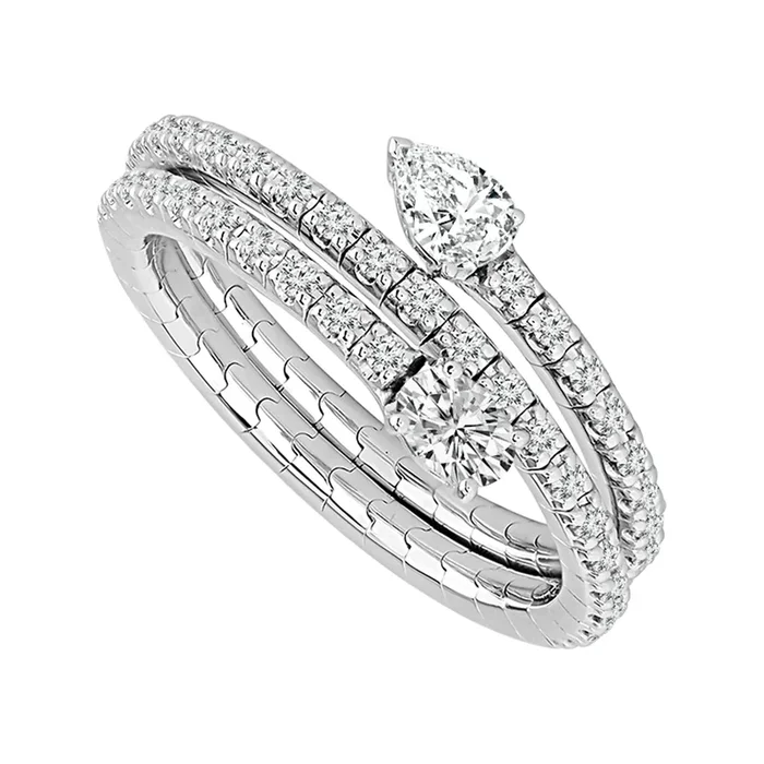 Titanium And 14K White Gold Flexie Natural Diamonds Ring