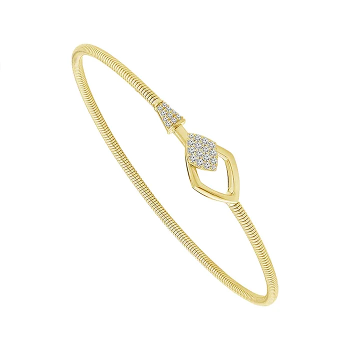 Titanium And 14K Yellow Gold Natural Diamonds Flexie Bracelet