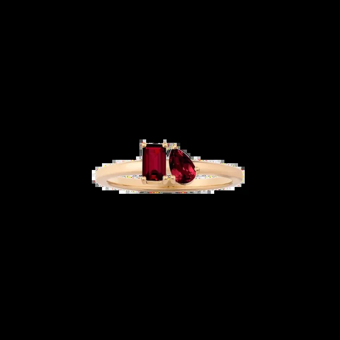 Toi et Moi Gemstone Mini Classic Ring – Garnet & Garnet