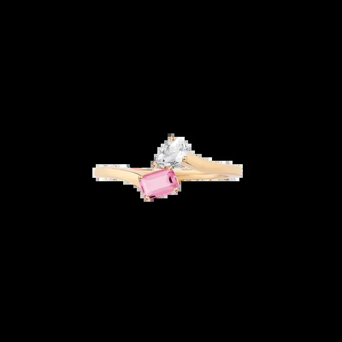 Toi et Moi Gemstone Mini Heirloom Ring – Pink Tourmaline & White Topaz