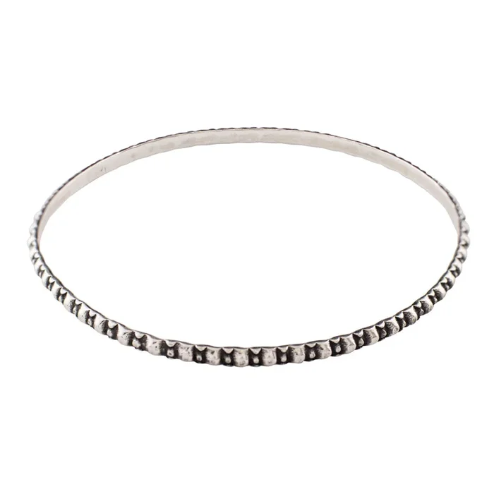 Tooled Sterling Bangle – Double Dot Pattern