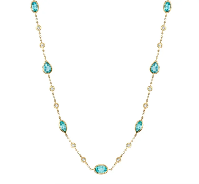Topaz Diamond Train Necklace