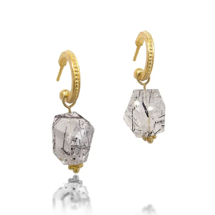 Tourmalated Quartz Hoop Earrings
