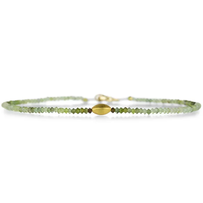 Tourmaline and Gold Center Bead Bracelet