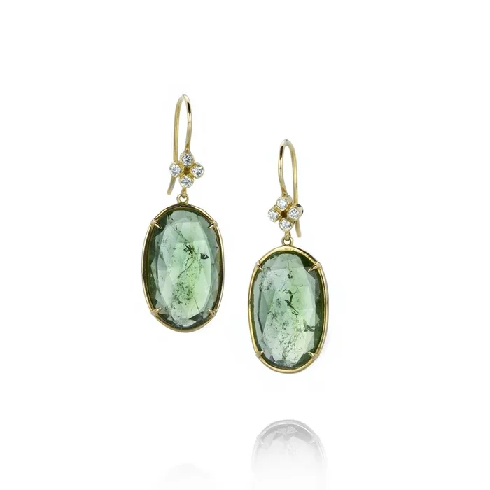 Tourmaline Clover Diamond Earrings