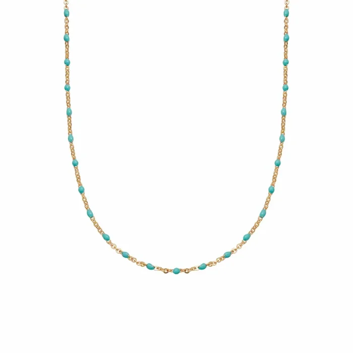 Treasures Turquoise Beaded Necklace 18ct Gold Plate