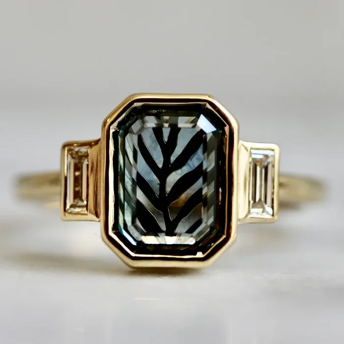 Tree Star Teal Portrait Cut Montana Sapphire Ring