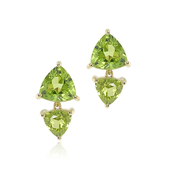 Trillion Drop Earrings in Peridots