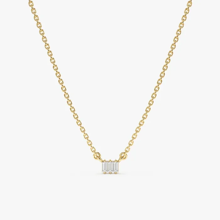 Triple Baguette Diamond Necklace, Helena
