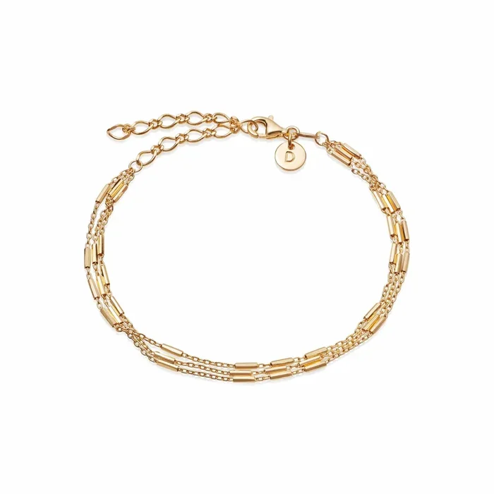 Triple Bar Chain Bracelet 18ct Gold Plate