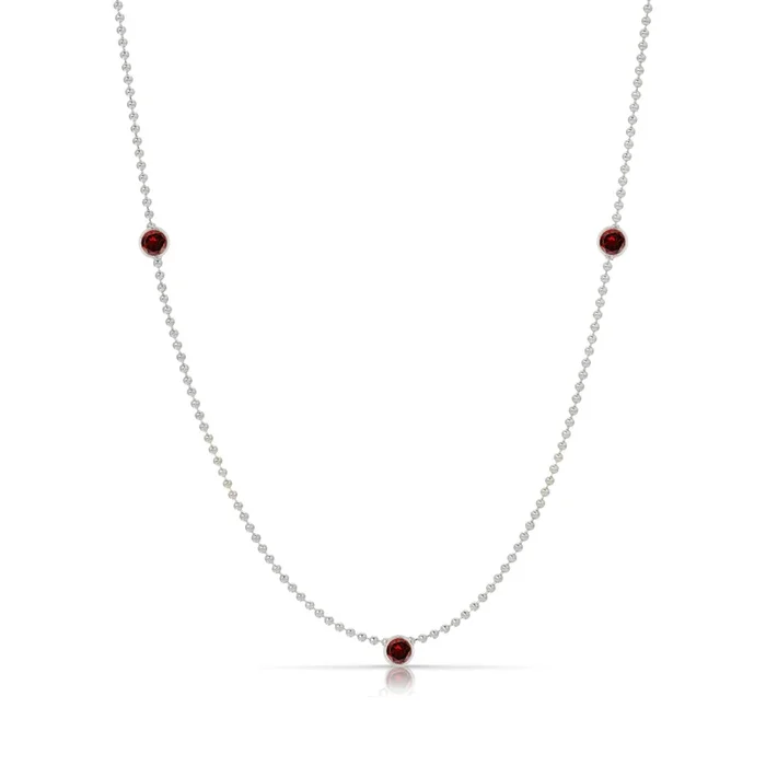 Triple Birthstone Layering Necklace – White Gold