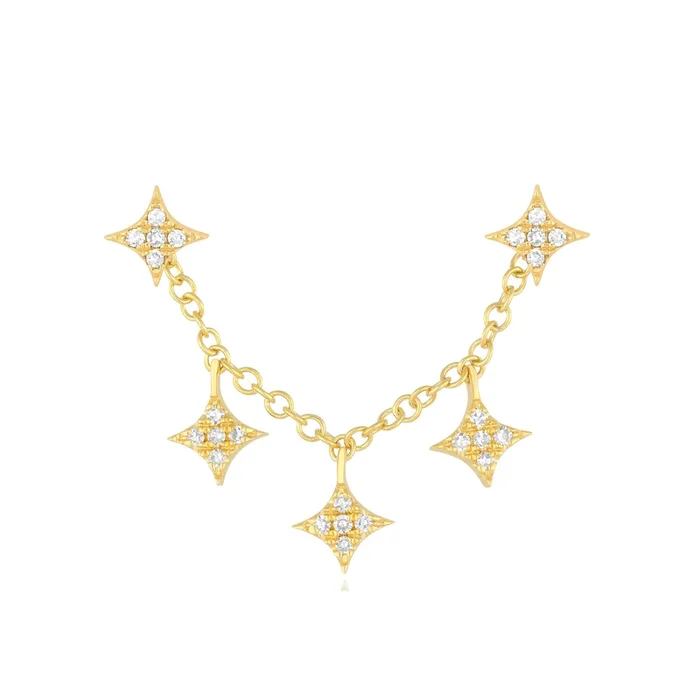 Triple Diamond Sparkle Stud Earring Charm with Sparkle Studs