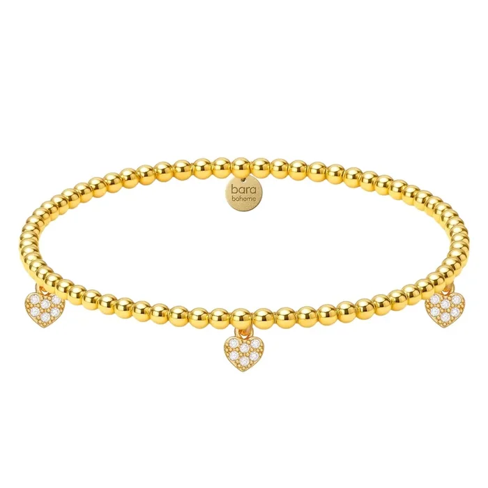 Triple Heart Charm | Gold Filled Beaded Bracelet