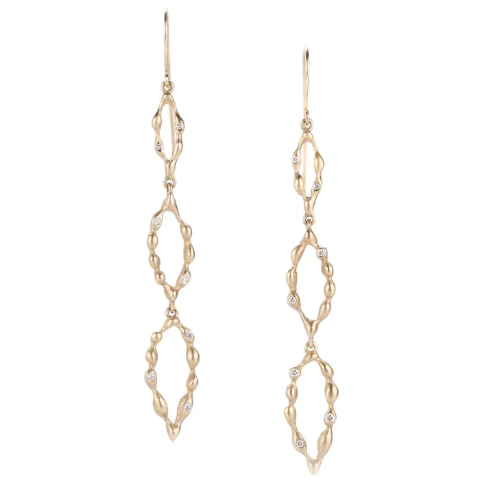 Triple Navette Diamond Drop Earrings