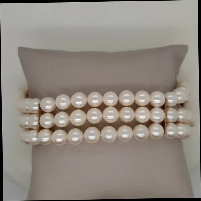 Triple Strand Cultured Akoya Pearl Bracelet