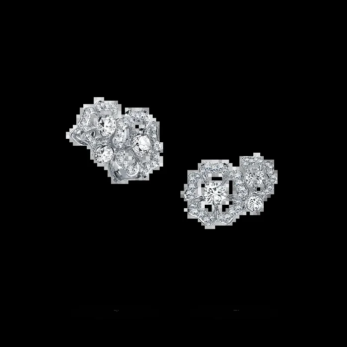Tudor Rose Petal Diamond Ear Climbers | In 18ct White Gold