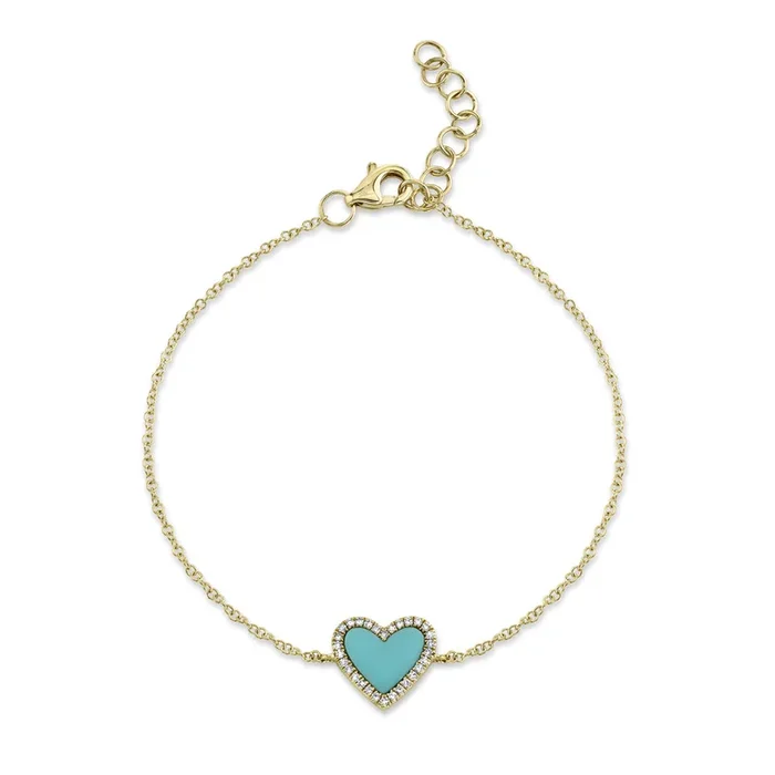Turquoise & Diamond Heart Bracelet