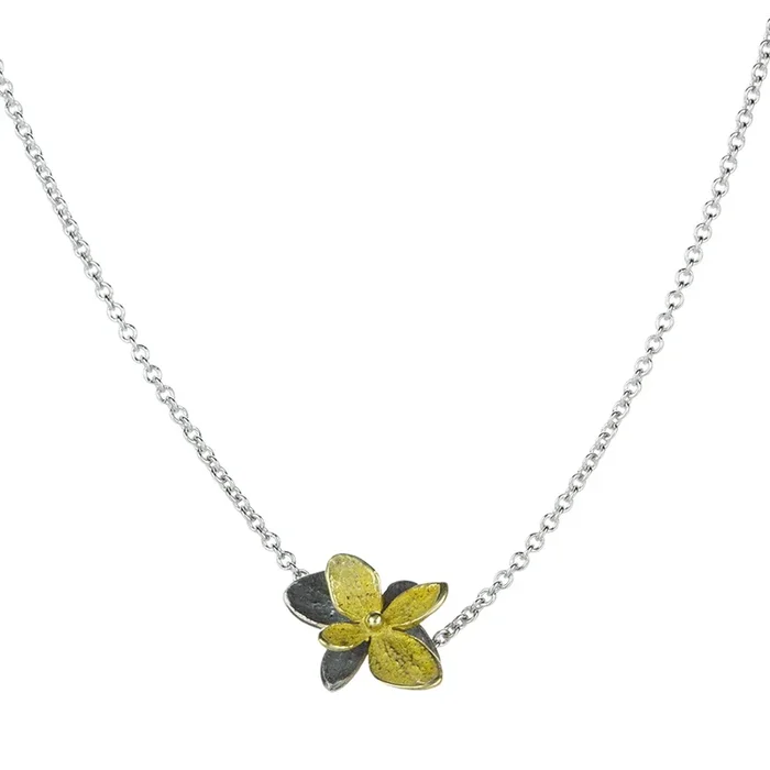 Twin Baby Hydrangea Gold Necklace