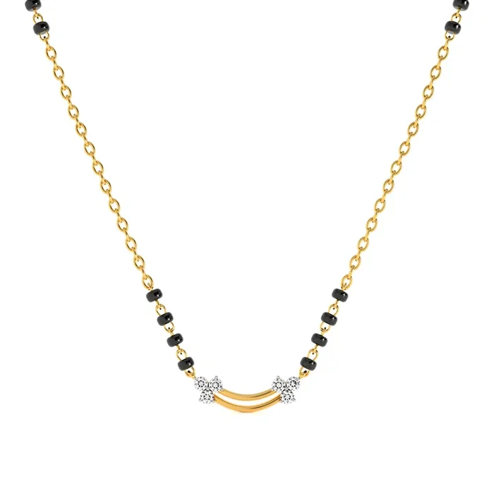 Twin Blossom 9KT Gold Lab Grown Diamond Mangalsutra