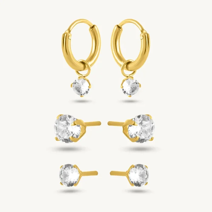 Twirl Spark Hoop & CZ Stud Earring Set
