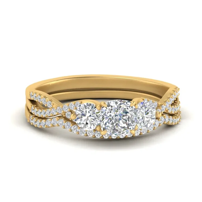 Twisted Floral Prong Wedding Set