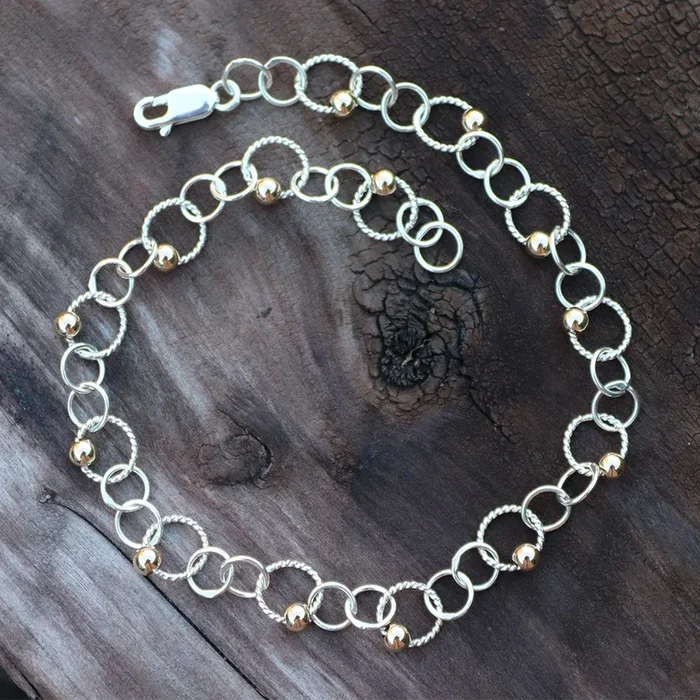Twisted Links and Beads Anklet AN10
