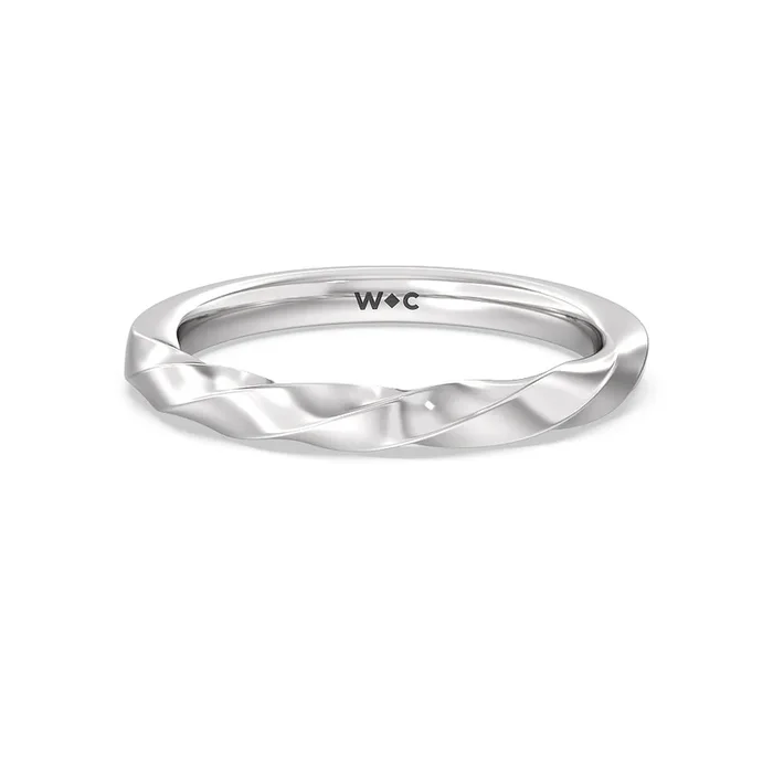 Twisted Rope Hidden Halo Solitaire Wedding Band