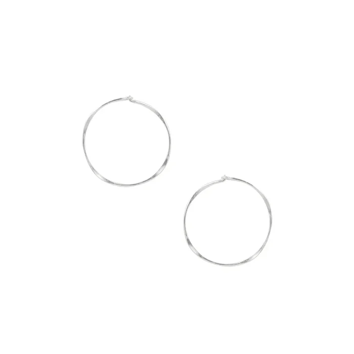 Twisted Sleeper Hoops in Silver – 1″