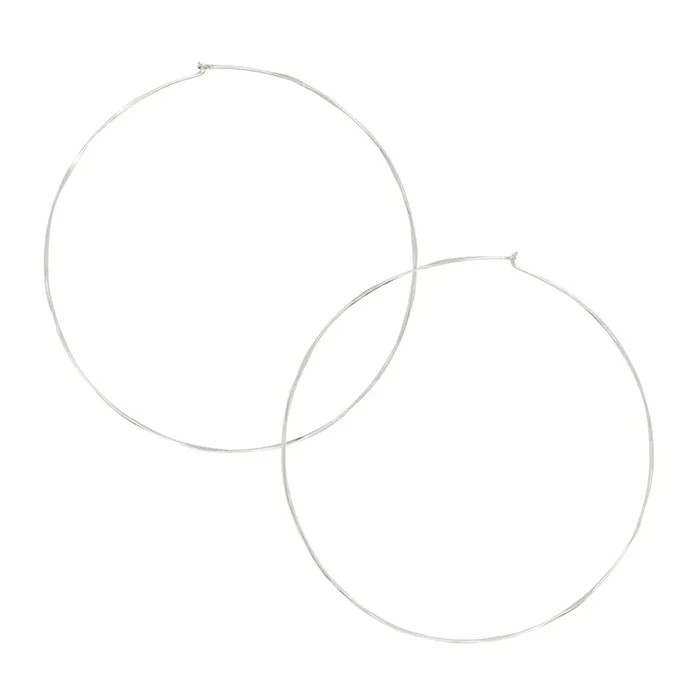 Twisted Sleeper Hoops in Silver – 3″ – FINAL SALE