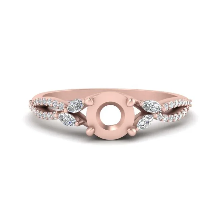Twisted Split Vine Semi Mount Ring