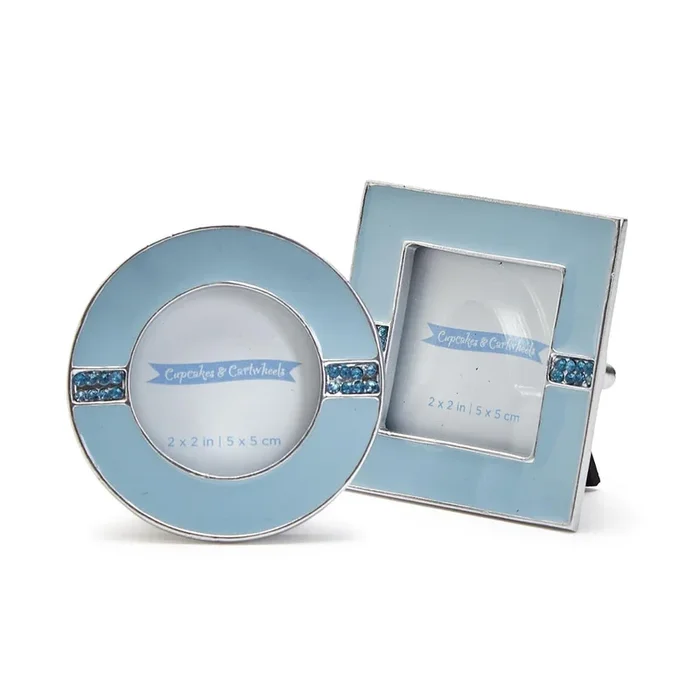 Two’s Company Enamel and Jewels 2″ x 2″ Photo Frame-Blue