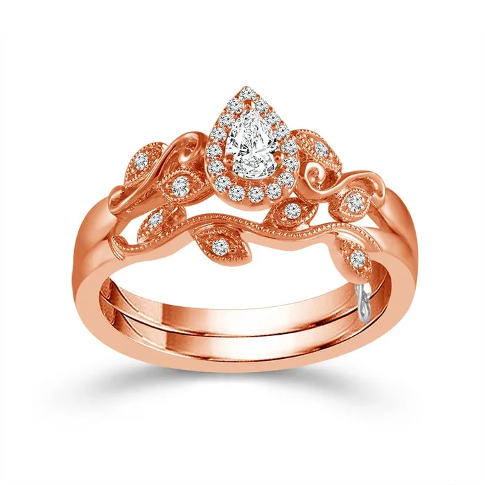 Two Hearts® Garden of Devotion Pear Diamond Bridal Set