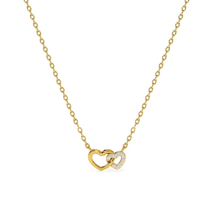 Two Hearts Together 9KT Gold Lab Grown Diamond Necklace