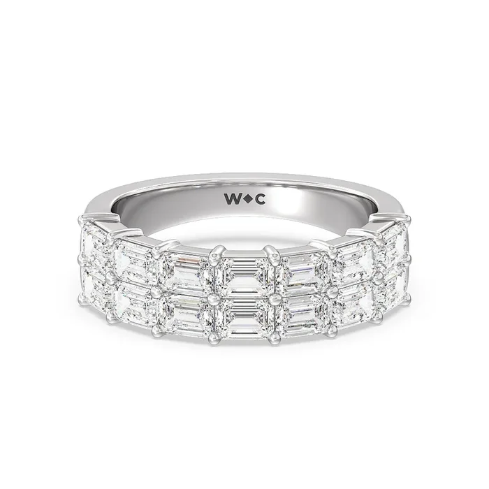 Two Row Emerald East-West Anniversary Ring