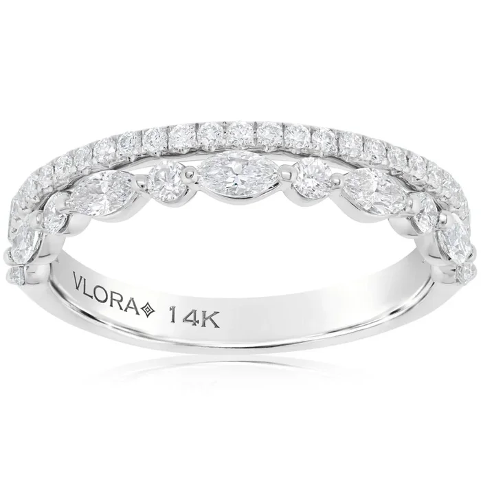 Two Row Oval Diamond Wedding Band