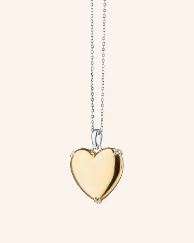 Two-Tone “Heart of Gold” Locket Necklace with Diamond Accents