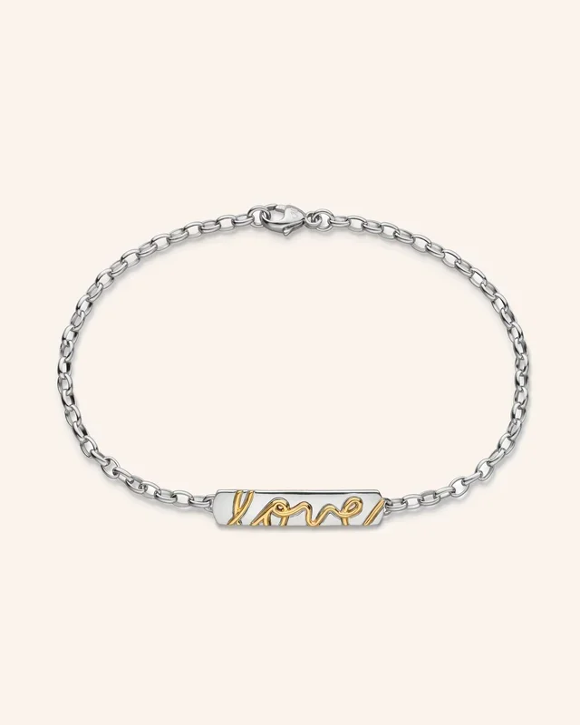 Two-Tone “Love” Poesy Bracelet