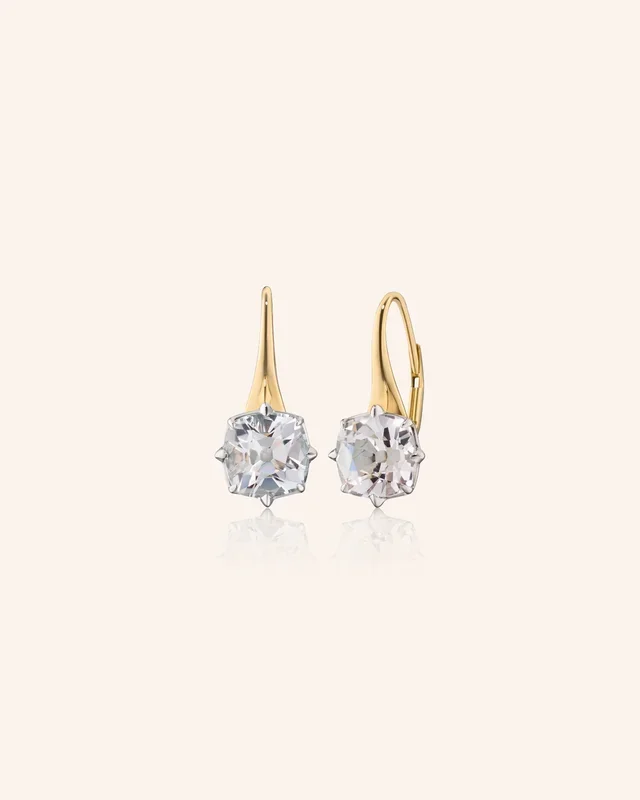 Two-Tone “Polaris” Earrings with Old Mine Cut Rock Crystal