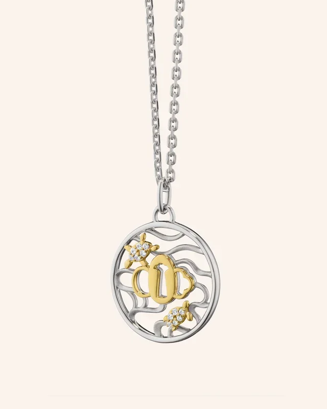 Two-Tone Turtle Necklace with Sapphires