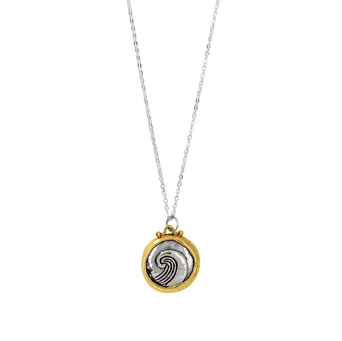 Two-Tone Wave Pendant Necklace