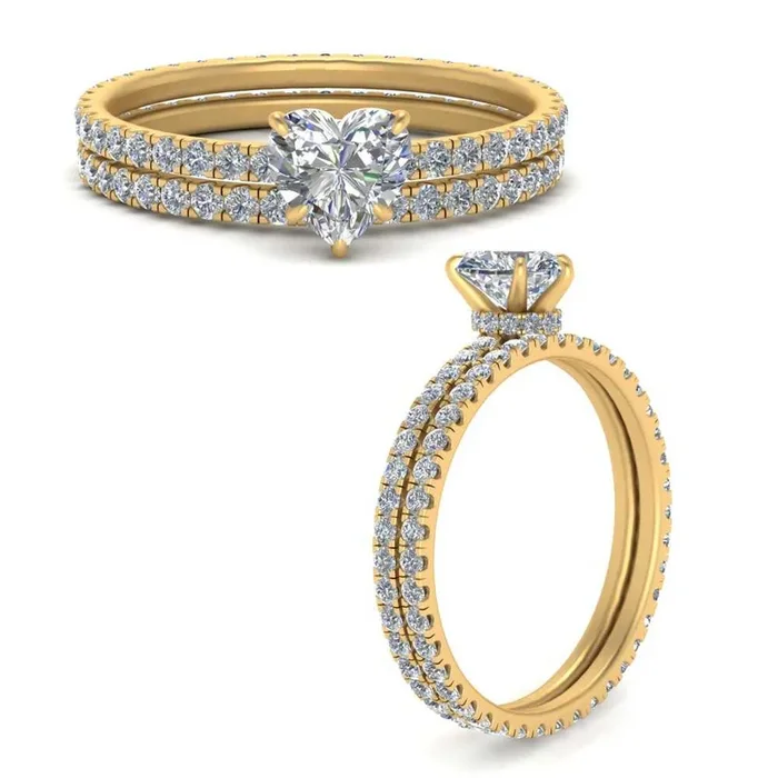 Under Halo Heart Cut Eternity Wedding Set