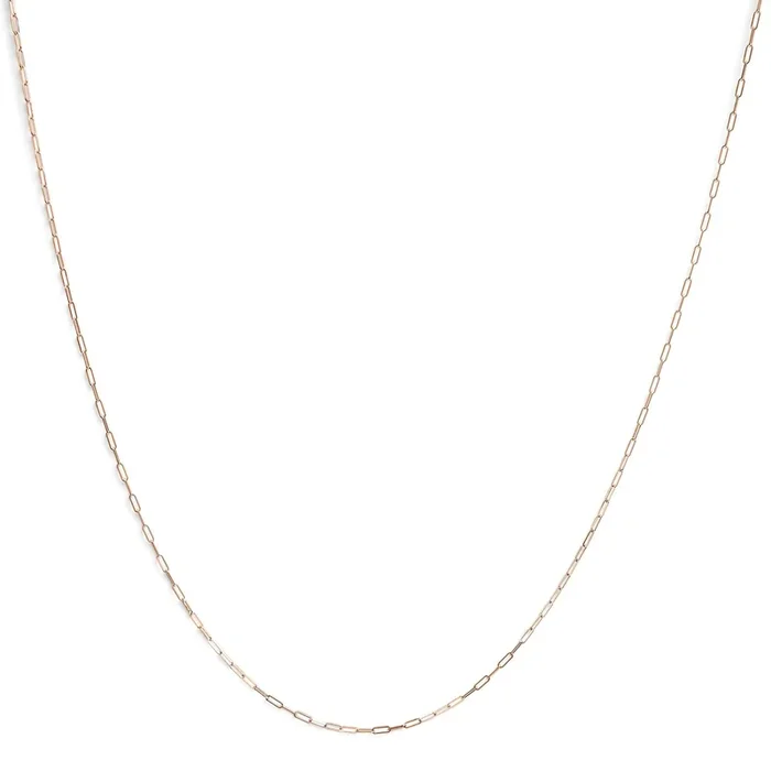 Unisex Solid 14K Gold 1.5mm Paperclip Chain Necklace – Choice of Length and Metal Color
