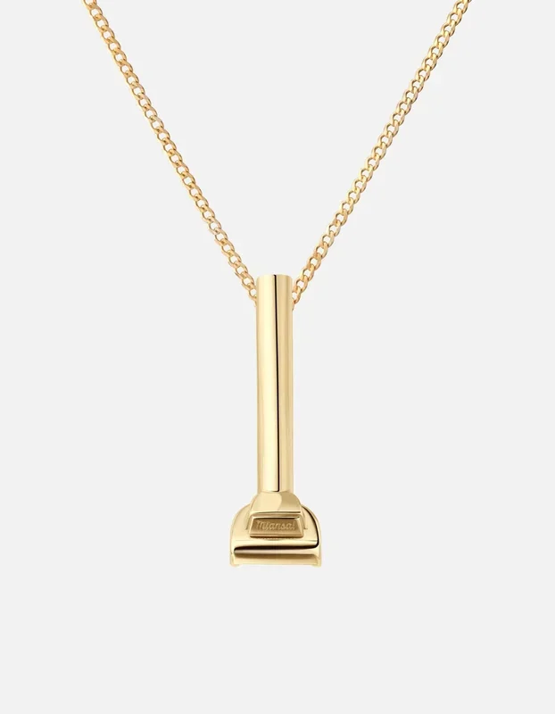 Vacuum Straw Pendant Necklace, 14k Gold
