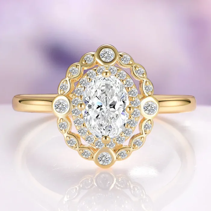 Valentina Simulated Diamond Ring in 14K Yellow Gold Vermeil