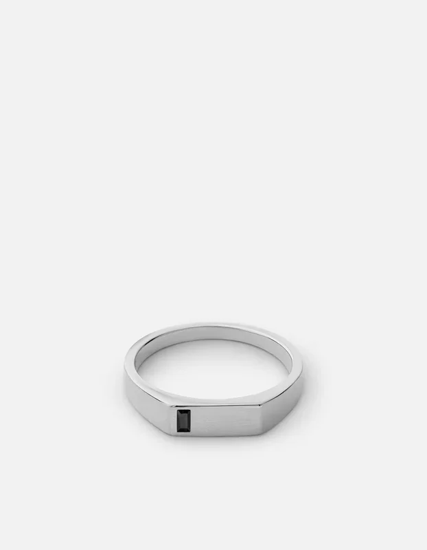 Valor Spinels Signet Ring, Sterling Silver/Brushed