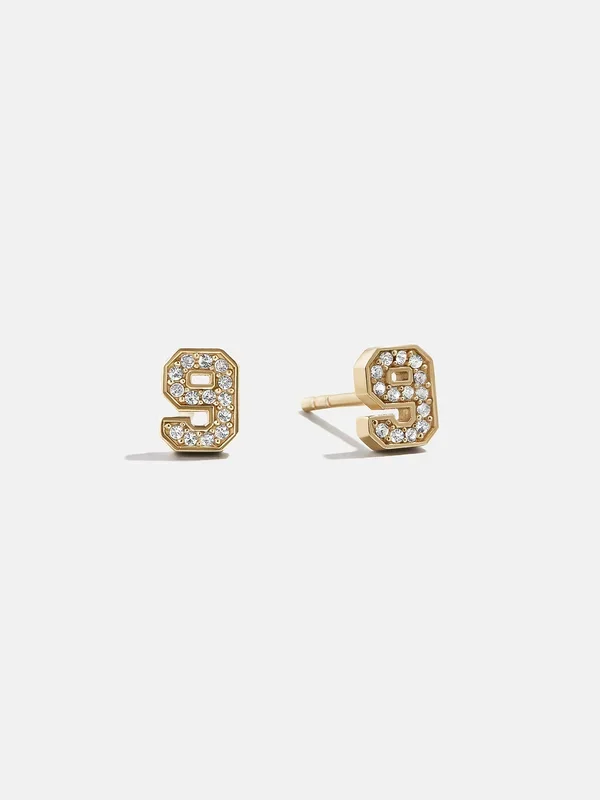 Varsity Number Custom Stud Earrings – Gold Single Digit