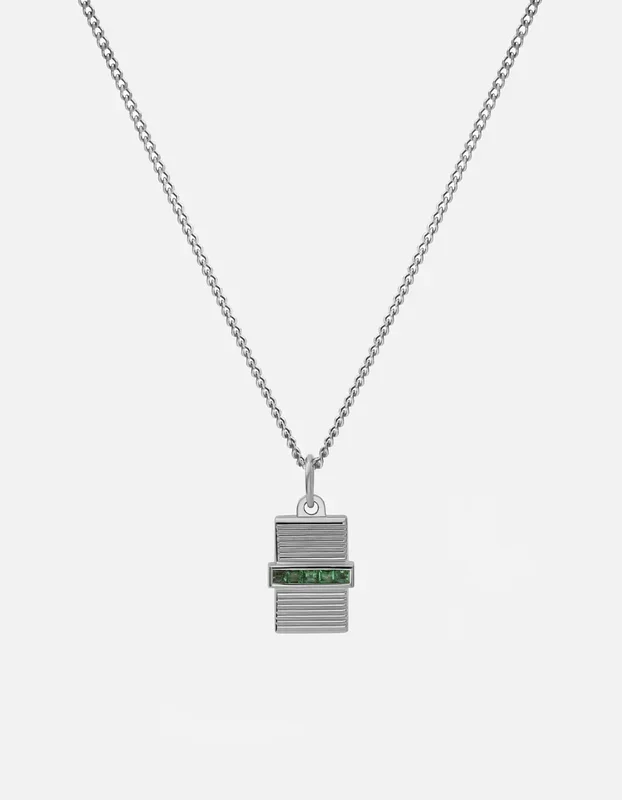 Vault Necklace, Sterling Silver/Emeralds