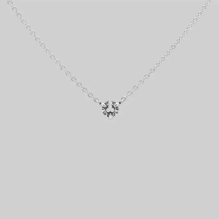 VEIL. Gothic Trefoil Glass Necklace – Silver