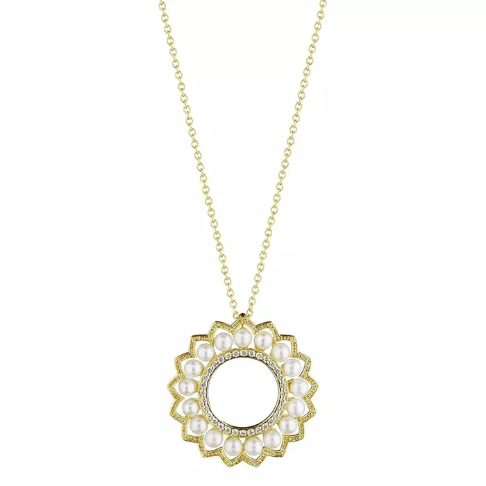 Verragio 18k Belle Beaded Pearl & Diamond Pendant Necklace
